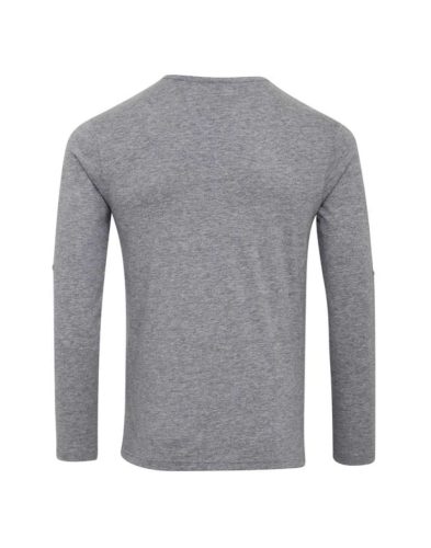 PR218 férfi gombos nyakú felgombolható hosszú ujjú sztreccspóló Premier, Grey Marl-2XL