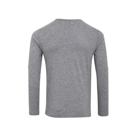 PR218 férfi gombos nyakú felgombolható hosszú ujjú sztreccspóló Premier, Grey Marl-XL