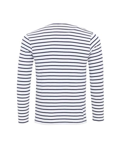 PR218 férfi gombos nyakú felgombolható hosszú ujjú sztreccspóló Premier, White/Navy-2XL