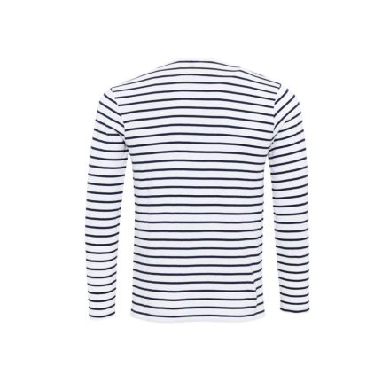 PR218 férfi gombos nyakú felgombolható hosszú ujjú sztreccspóló Premier, White/Navy-M