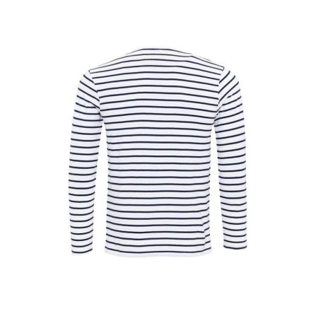 PR218 férfi gombos nyakú felgombolható hosszú ujjú sztreccspóló Premier, White/Navy-XS