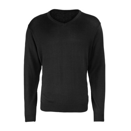 PR694 V-nyakú finom kötésű férfi pulóver Premier, Black-3XL