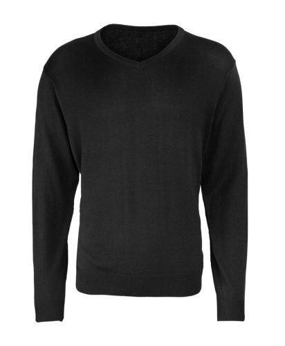 PR694 V-nyakú finom kötésű férfi pulóver Premier, Black-XL