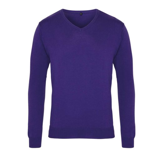 PR694 V-nyakú finom kötésű férfi pulóver Premier, Purple-4XL