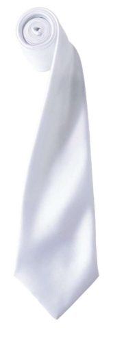 PR750 szatén 144 cm-es férfi nyakkendő Premier, White-U