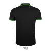 PASADENA férfi galléros póló kontrasztos csíkokkal, SOL'S SO00577, Black/Lime-L