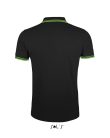 PASADENA férfi galléros póló kontrasztos csíkokkal, SOL'S SO00577, Black/Lime-S