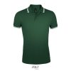 PASADENA férfi galléros póló kontrasztos csíkokkal, SOL'S SO00577, Forest Green/White-L