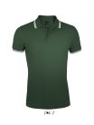 PASADENA férfi galléros póló kontrasztos csíkokkal, SOL'S SO00577, Forest Green/White-S