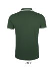 PASADENA férfi galléros póló kontrasztos csíkokkal, SOL'S SO00577, Forest Green/White-XL