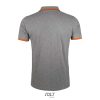 PASADENA férfi galléros póló kontrasztos csíkokkal, SOL'S SO00577, Grey Melange/Orange-2XL