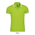 PASADENA férfi galléros póló kontrasztos csíkokkal, SOL'S SO00577, Lime/White-2XL