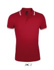 PASADENA férfi galléros póló kontrasztos csíkokkal, SOL'S SO00577, Red/White-2XL