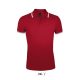 PASADENA férfi galléros póló kontrasztos csíkokkal, SOL'S SO00577, Red/White-2XL