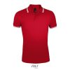 PASADENA férfi galléros póló kontrasztos csíkokkal, SOL'S SO00577, Red/White-3XL