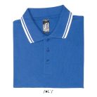 PASADENA férfi galléros póló kontrasztos csíkokkal, SOL'S SO00577, Royal Blue/White-2XL