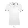 PASADENA férfi galléros póló kontrasztos csíkokkal, SOL'S SO00577, White/Navy-L