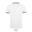 PASADENA férfi galléros póló kontrasztos csíkokkal, SOL'S SO00577, White/Navy-M