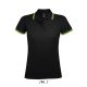 PASADENA Női galléros póló kontrasztos csíkokkal, SOL'S SO00578, Black/Lime-2XL