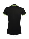 PASADENA Női galléros póló kontrasztos csíkokkal, SOL'S SO00578, Black/Lime-2XL