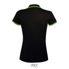 PASADENA Női galléros póló kontrasztos csíkokkal, SOL'S SO00578, Black/Lime-2XL