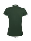 PASADENA Női galléros póló kontrasztos csíkokkal, SOL'S SO00578, Forest Green/White-XL