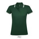 PASADENA Női galléros póló kontrasztos csíkokkal, SOL'S SO00578, Forest Green/White-XL