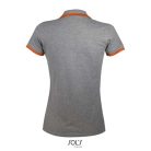 PASADENA Női galléros póló kontrasztos csíkokkal, SOL'S SO00578, Grey Melange/Orange-2XL