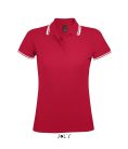 PASADENA Női galléros póló kontrasztos csíkokkal, SOL'S SO00578, Red/White-XL