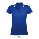 PASADENA Női galléros póló kontrasztos csíkokkal, SOL'S SO00578, Royal Blue/White-2XL