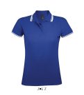 PASADENA Női galléros póló kontrasztos csíkokkal, SOL'S SO00578, Royal Blue/White-L