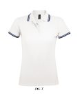 PASADENA Női galléros póló kontrasztos csíkokkal, SOL'S SO00578, White/Navy-2XL