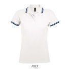 PASADENA Női galléros póló kontrasztos csíkokkal, SOL'S SO00578, White/Navy-2XL