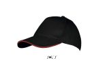 Uniszex pamut 5 paneles baseball sapka, SOL'S SO00594, Black/Red-U