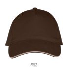 Uniszex pamut 5 paneles baseball sapka, SOL'S SO00594, Chocolate/Beige-U