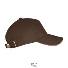 Uniszex pamut 5 paneles baseball sapka, SOL'S SO00594, Chocolate/Beige-U