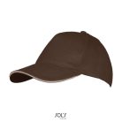 Uniszex pamut 5 paneles baseball sapka, SOL'S SO00594, Chocolate/Beige-U