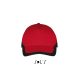 Uniszex fém csatos 5 paneles kétszínű baseball sapka, SOL'S SO00595, Red/Black-U