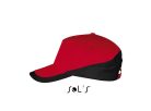 Uniszex fém csatos 5 paneles kétszínű baseball sapka, SOL'S SO00595, Red/Black-U