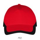 Uniszex fém csatos 5 paneles kétszínű baseball sapka, SOL'S SO00595, Red/Black-U