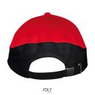 Uniszex fém csatos 5 paneles kétszínű baseball sapka, SOL'S SO00595, Red/Black-U