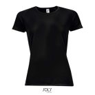 Női raglános rövid ujjú sport póló, SOL'S SO01159, Black-2XL