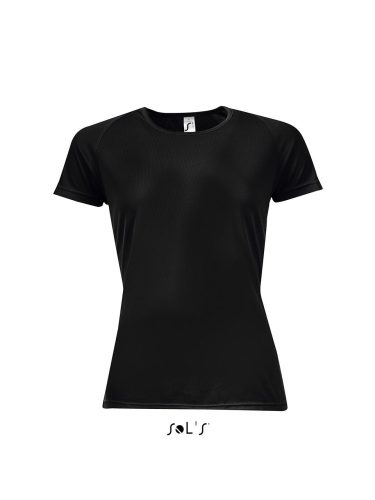 Női raglános rövid ujjú sport póló, SOL'S SO01159, Black-L