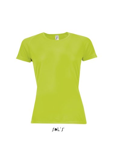 Női raglános rövid ujjú sport póló, SOL'S SO01159, Neon Green-2XL