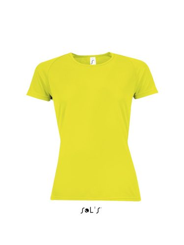 Női raglános rövid ujjú sport póló, SOL'S SO01159, Neon Yellow-2XL