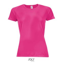   Női raglános rövid ujjú sport póló, SOL'S SO01159, Neon Pink 2-XS