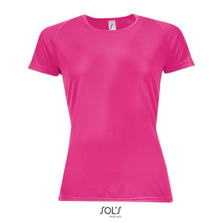 Női raglános rövid ujjú sport póló, SOL'S SO01159, Neon Pink 2-XS