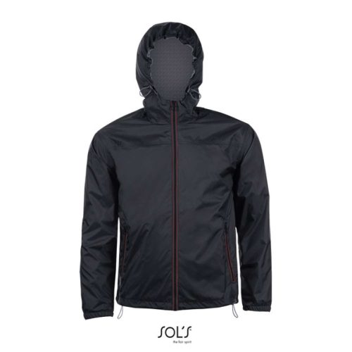 Uniszex kapucnis bélelt széldzseki, SOL'S SO01171, Black/Dark Grey-L