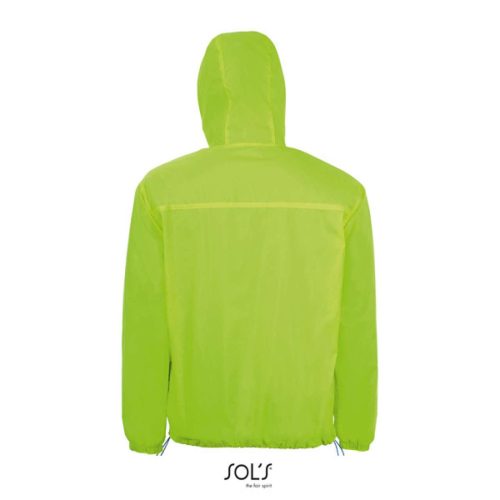 Uniszex kapucnis bélelt széldzseki, SOL'S SO01171, Neon Lime/Royal Blue-M