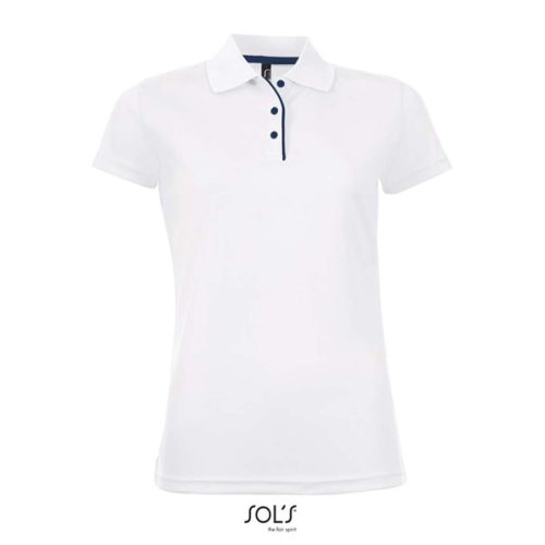 Női rövid ujjú galléros sport póló, SOL'S SO01179, White-L